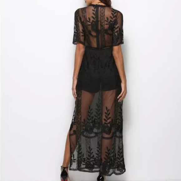 Stand out in this gorgeous lace romper maxi dress - Picture 11 of 15